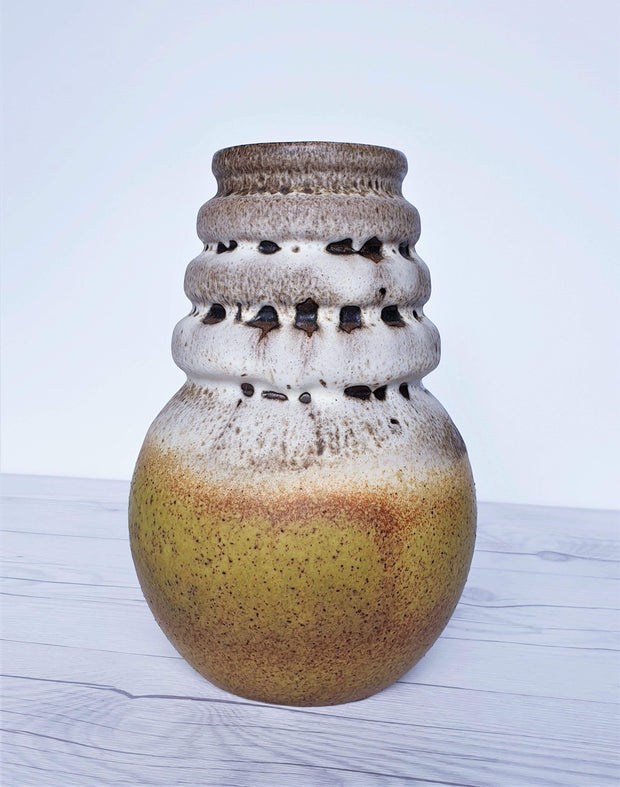 AnyesAttic Ceramic West German Pottery Fat Lava and Matte Foam Scheurich Golden Ball Ceramic Vase, 1970s, Nr. 269-22