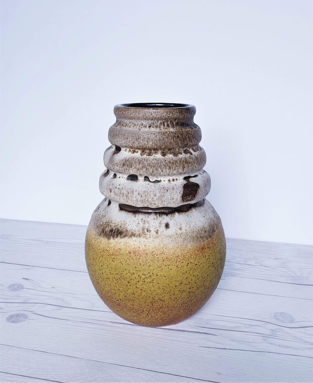 AnyesAttic Ceramic West German Pottery Fat Lava and Matte Foam Scheurich Golden Ball Ceramic Vase, 1970s, Nr. 269-22