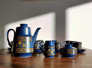 AnyesAttic Porcelain Winterling Schwarzenbach Bavaria, Mid Century Indian Blue Coffee Set for 12 (29 pieces), 1960s