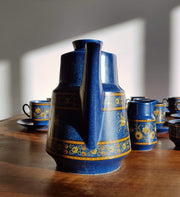 AnyesAttic Porcelain Winterling Schwarzenbach Bavaria, Mid Century Indian Blue Coffee Set for 12 (29 pieces), 1960s