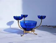 Ystad Metall Lighting Ystad Metall by Gunnar Ander  Modernist Blue Glass and Brass Candelabra | 1950s, Swedish