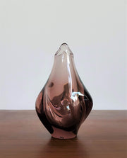 Zelezny Brod Sklo Glass Glass 1960s Czech Zelezny Brod Sklo Bohemian Biomorphic Smokey Quartz Cherry Chocolate Glass Vase