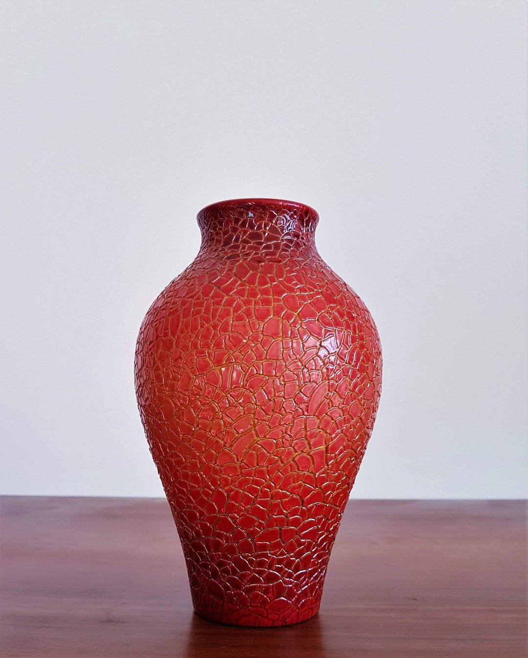 Zsolnay by Gabriella Törzsök Red Gold Eosin Crackle Baluster Vase