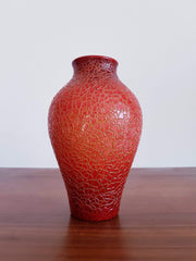 Zsolnay Porcelain Ceramic Zsolnay by Gabriella Törzsök Red Gold Eosin Crackle Baluster Vase | 1950s - 60s, Hungarian