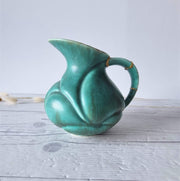 Anye's Attic Kintsugi Ceramic Kintsugi | Crown Devon Art Deco, Malachite Chalcedony Palette London Carved Pitcher Jug Vase, 1930s