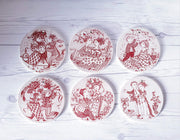 AnyesAttic Ceramic 1960s -70s Bjorn Wiinblad for Nymolle, Set of 6 Calendar Series Illustrated Wall Plates | Danish