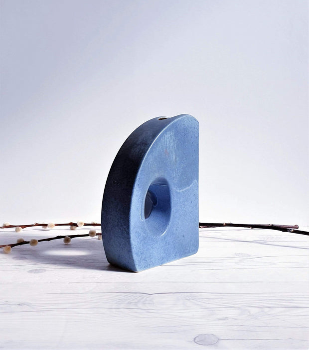 AnyesAttic Ceramic 1960s-70s Oberhessische Keramik by Walter Becht KG, Sculptural Modernist Powder Blue Chimney Vase