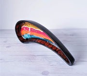 AnyesAttic Ceramic 1960s Colourful Paisley-Shaped Pop Art Ceramic Dish in Palette of Gold, Red, Orange, Blue and Black
