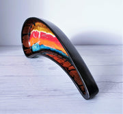 AnyesAttic Ceramic 1960s Colourful Paisley-Shaped Pop Art Ceramic Dish in Palette of Gold, Red, Orange, Blue and Black