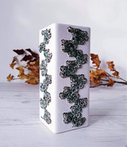 AnyesAttic Ceramic 1960s Fohr Keramik Modernist Pop Art | Green, White and Black Fat Lava on White Ceramic Block Vase