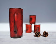 AnyesAttic Ceramic 1960s Fritz Van Daalen Rare Red Glaze Ceramic Pitcher Jug and 4 Tumbler Set, Labelled and Stamped