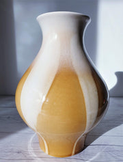 AnyesAttic Ceramic 1964 Ditmar Urbach, Julie Series in Cream and Caramel, Mid Century Boho Baluster Ceramic Vase