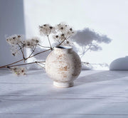 AnyesAttic Ceramic 1970s Duif’s Keramiek Sculptural Ball Jug Vase in Speckled Cream and Pale Blue Glaze | Dutch