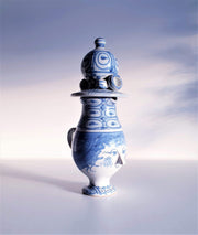 AnyesAttic Ceramic 1972 Bjorn Wiinblad, K31 att. Eva Series Blue on White Head Sculpture Jug Pitcher | Danish