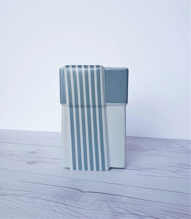 AnyesAttic Ceramic Antje Brüggemann for Rosenthal Studio Line, 1980s 'Linear' Series, Modernist Striped Ceramic Vase
