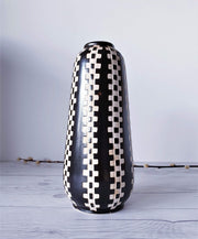 AnyesAttic Ceramic Anton Piesche, Ivory on Black Geometric Sgraffito Ceramic Vase | 1960s - 1970s, Rare
