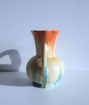 AnyesAttic Ceramic Art Deco Empire Ware, Flamingo Series: Blue, Yellow and Orange Drip Glaze Vase, 1930s, British