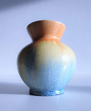 AnyesAttic Ceramic Art Deco Empire Ware 'Flamingo' Series Blue, Yellow, Orange Dripware Posy Ceramic Vase, 1930s, British