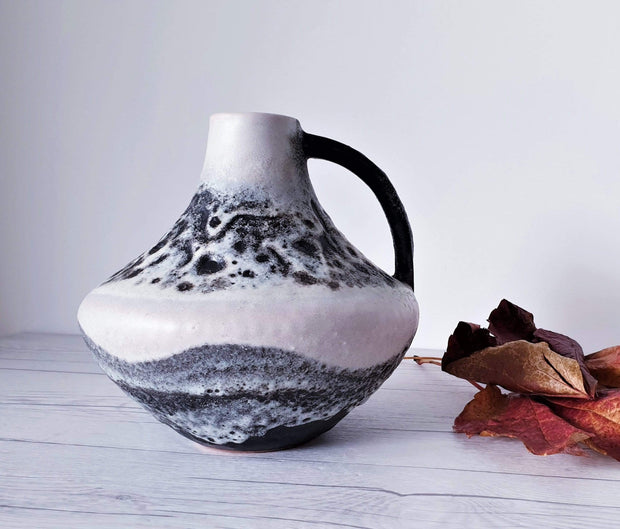 AnyesAttic Ceramic Carstens Tonnieshof, Mid Century Modern '200' UFO Vase with Rare Glacial Fat Lava Decor | 60s – 70s