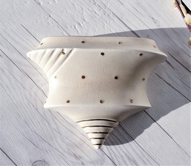 AnyesAttic Ceramic Charlotte Rhead for Bursley Ware, Pair of Art Deco Polka Dot Wall Pockets | British, 1930s