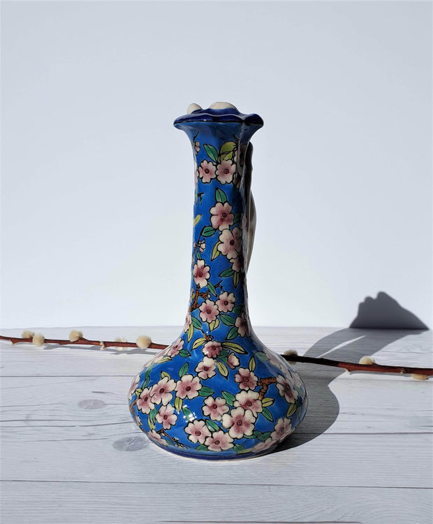 AnyesAttic Ceramic Emaux de Louvière Bleus de Louvière Series, Art Deco Apple Blossom Vase | Belgian, Vintage