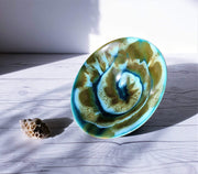 AnyesAttic Ceramic Ernst Lösche for Loesche-Keramik Studio Pottery Coastal Palette in Swirling Foam Glaze Dish | Rare
