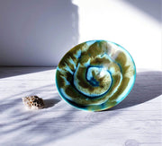 AnyesAttic Ceramic Ernst Lösche for Loesche-Keramik Studio Pottery Coastal Palette in Swirling Foam Glaze Dish | Rare