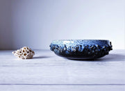 AnyesAttic Ceramic Glit Pottery, REAL Lava 'Fat Lava' in Rare 'Snow Blizzard' Blue Glaze Dish | Iceland, 1960-70s