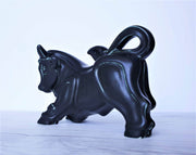 AnyesAttic Ceramic Gunnar Nylund for Rorstrand, Rare 'Caolina' Black Glaze, Modernist Stoneware Bull Sculpture, 1960s