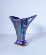 AnyesAttic Ceramic J Sadler & Sons Mid Century Art Deco Azure Blue Iridescent Lustre Glaze Ceramic 'Jane' Pitcher Vase
