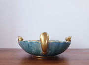 AnyesAttic Ceramic Josef Ekberg for Gustavsberg, 1930s Swedish Art Deco Lustreware Green and Gold Ceramic Dish