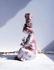 AnyesAttic Ceramic Kintsugi |1977 Bjorn Wiinblad, Lady with Songbirds, Red on White Ceramic Sculpture | Danish, Rare