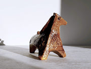 AnyesAttic Ceramic Kintsugi | Bitossi by Aldo Londi, Modernist Rimini Series, Gold-Brown Horse Sculpture | 60s, Italian
