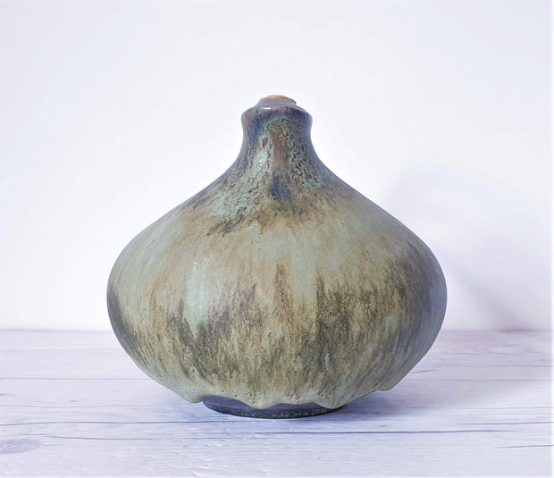 AnyesAttic Ceramic Kintsugi | Ruscha, Iconic '313' Sage Green Lava Glaze Pitcher Vase | West German, 60s – 70s