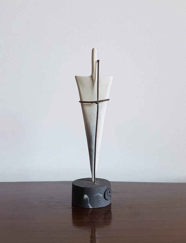 AnyesAttic Ceramic Post-Modern, Memphis Era, Sensual Geometric Bisque Contemporary Sculpture | 1980s, Signed