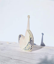 AnyesAttic Ceramic Scandinavian Studio Pottery, Mid-Century Sculptural Abstract Chicken Bisque Ceramic Figure