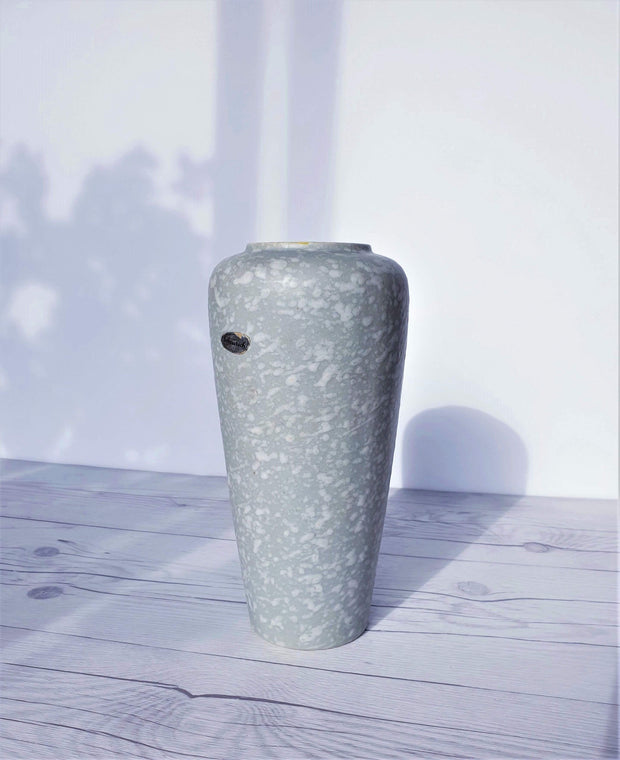 AnyesAttic Ceramic Scheurich Grey and White Dapple Lava and Yellow Ceramic Vase, West German Pottery, 1960-62