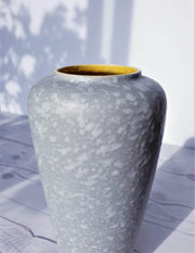 AnyesAttic Ceramic Scheurich Grey and White Dapple Lava and Yellow Ceramic Vase, West German Pottery, 1960-62
