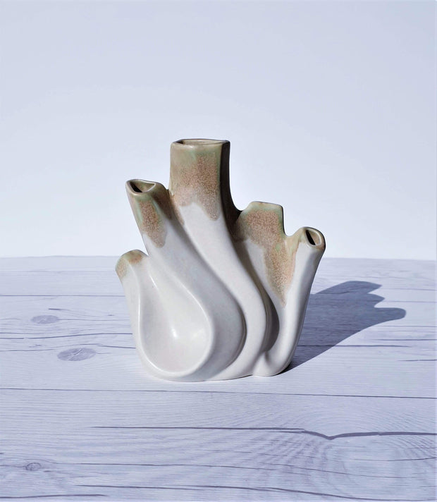 AnyesAttic Ceramic Sgrafo Modern 'Korallen' Series by Peter Müller Sculptural Op Art Ceramic Vase | 1960s - 70s