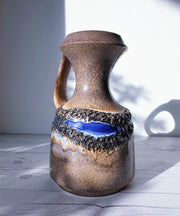 AnyesAttic Ceramic Steuler Keramik | Striking Mocha, Cinnamon and Fat Lava Sculptural Pitcher Jug Vase | 1960s-70s
