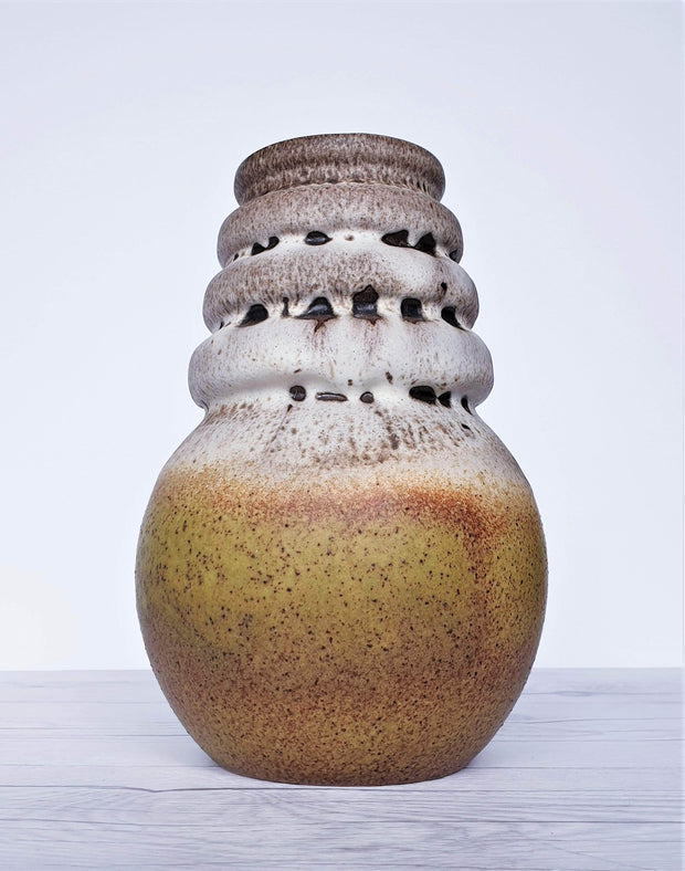 AnyesAttic Ceramic West German Pottery Fat Lava and Matte Foam Scheurich Golden Ball Ceramic Vase, 1970s, Nr. 269-22