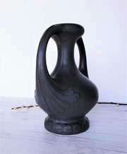 AnyesAttic Curio 1910s -30s Henker & Co. Art Nouveau Double-Handled Lavanite 'Anthracite' Stone Sculpted Vase