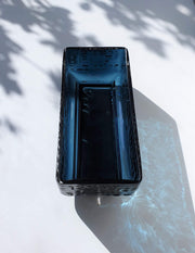 AnyesAttic Glass 1960s Gral Glas by Emil Funke Modernist 'Elektron' Teal Blue Op Art Relief Art Glass Jardiniere