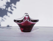 AnyesAttic Glass 1960s Rare SEA Glasbruk (now Orrefors Kosta) Pink Cased Double Curl Handblown Art Glass Dish