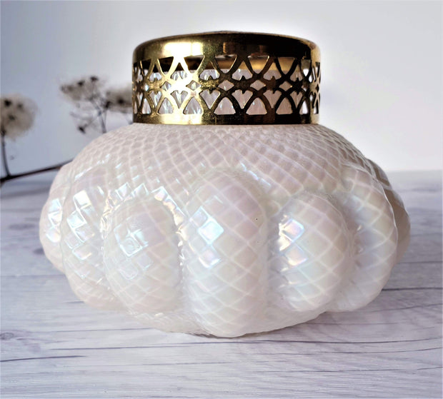 AnyesAttic Glass Antique 1900s Kralik, Art Nouveau - Art Deco Iridescent Mother of Pearl Quilted Art Glass Vase