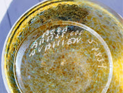 AnyesAttic Glass Bertil Vallien for (Kosta) Boda, Antikva Series, Blue and Yellow Frit Art Glass Bowl, 1970s - 80s