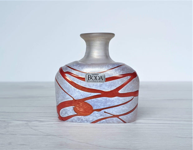 AnyesAttic Glass Bertil Vallien for (Kosta) Boda, Galaxy Series, Miniature Art Glass Bottle Vase, 1970s - 80s