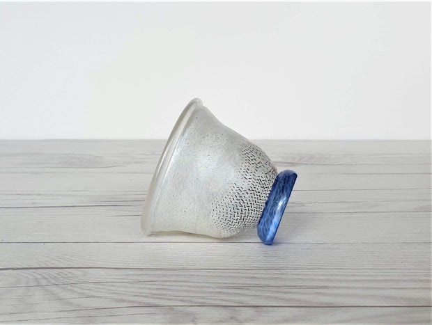 AnyesAttic Glass Bertil Vallien for (Kosta) Boda, Network Series, Miniature Art Glass Footed Bowl, 1970s - 80s