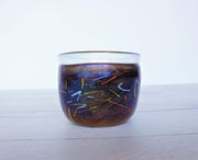 AnyesAttic Glass Bertil Vallien for Kosta Boda, Tornado Series, Mini Iridescent & Coloured Candy Cane Art Glass Bowl