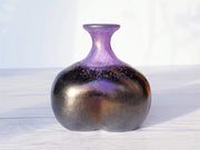 AnyesAttic Glass Bertil Vallien for Kosta Boda Volcano Series, Pair of Mini Iridescent Art Glass Bottle Vases, 1980s